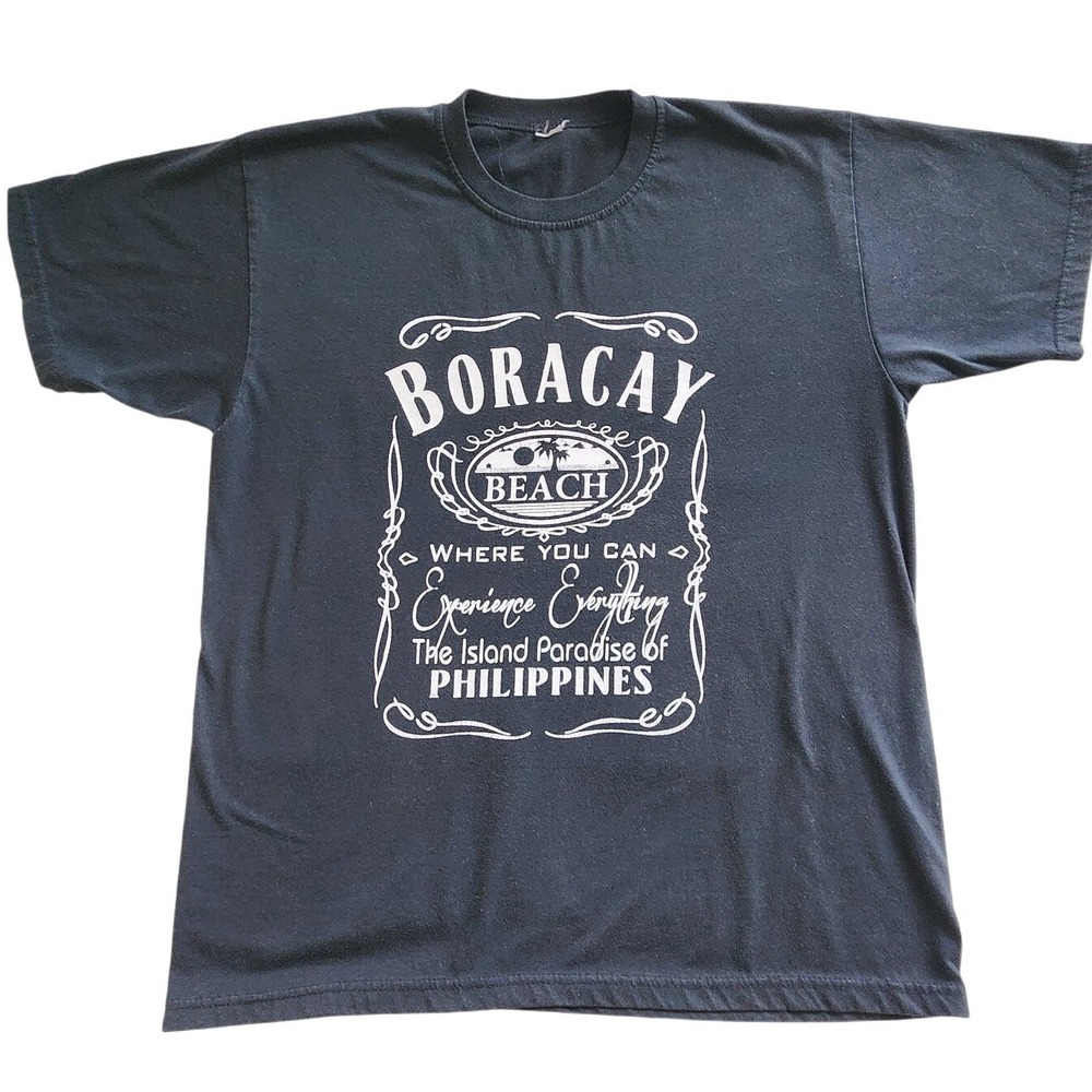 Boracay Beach Philippines T-Shirt Black Graphic Tee Island Paradise Short Sleeve